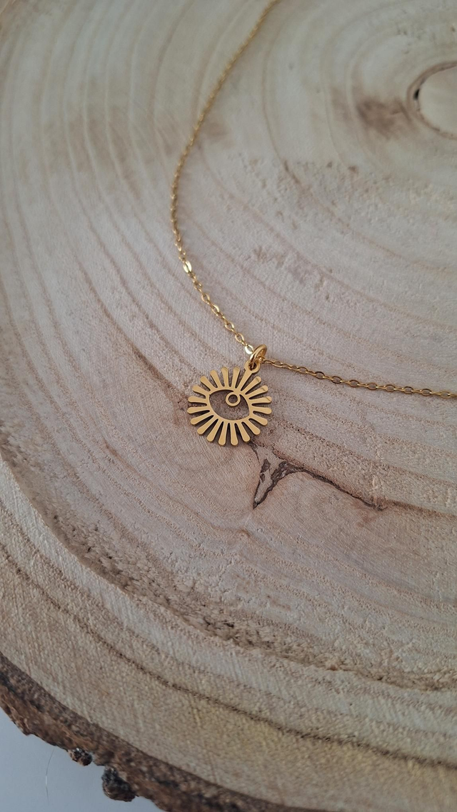 Collier Œil Soleil Doré Personnalisable 