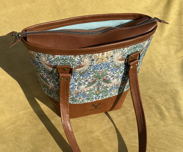William Morris Showerproof Fabric & Leather Tote
