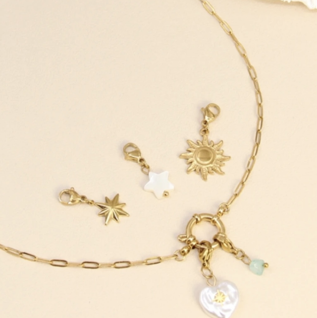 Collier personnalisable charms dorés naturel 