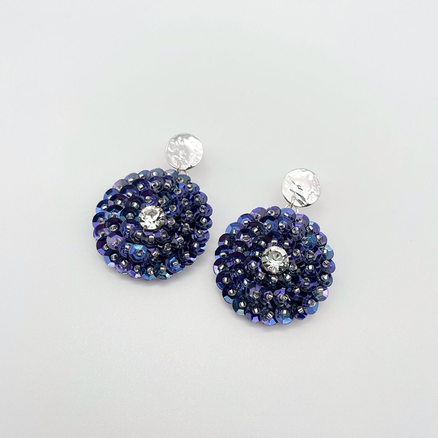 Boucles d’oreilles (clous) ZINNIA - BLEU NUIT Ø30mm