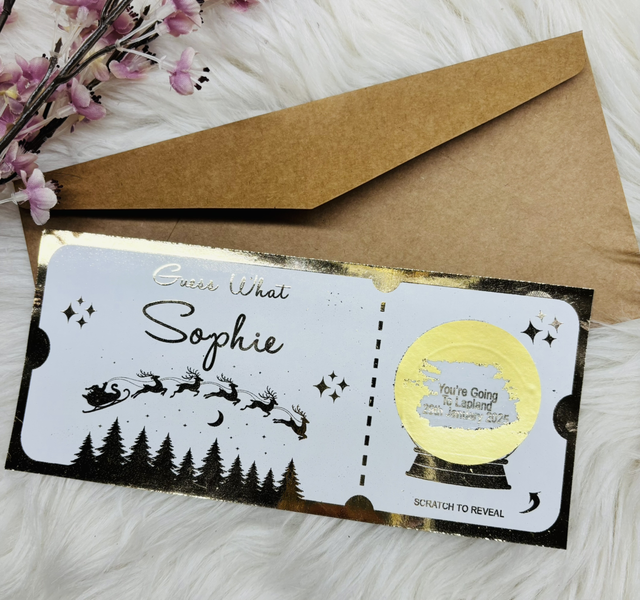 Lapland gold foil Christmas scratch reveal gift card