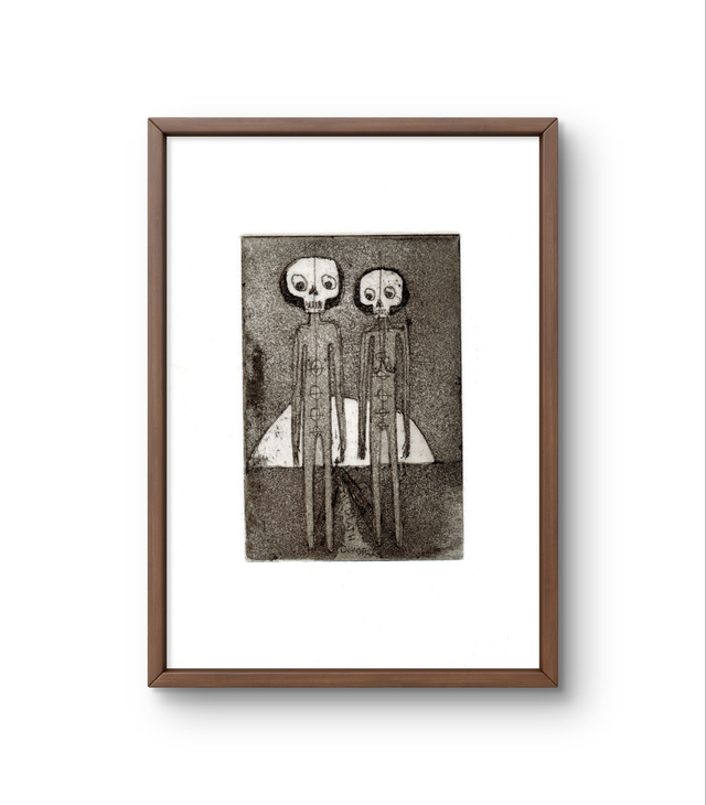 Spirits of the sun etching 10x15cm brown 