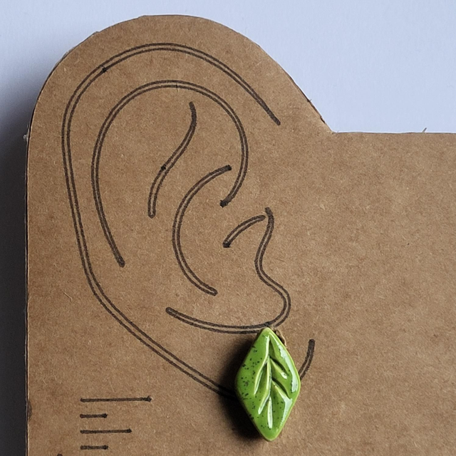 Leaf Drop Earrings - Lime Green