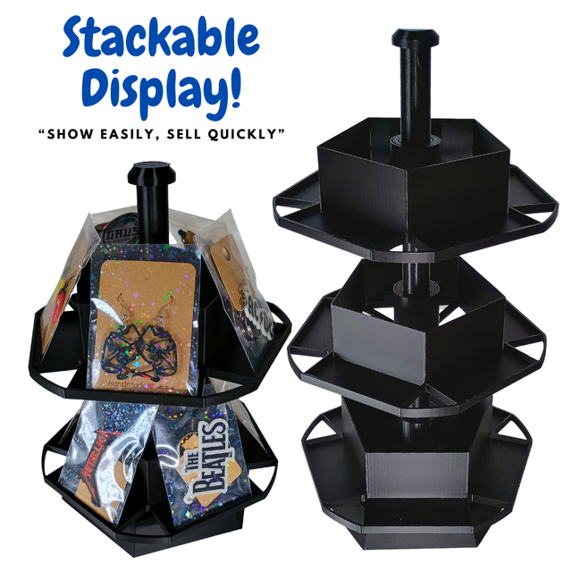 🌀 Stackable Rotating Display Stand for Keychains, Earrings, or Crafts – 2 & 3 Levels – Customizable 🎨