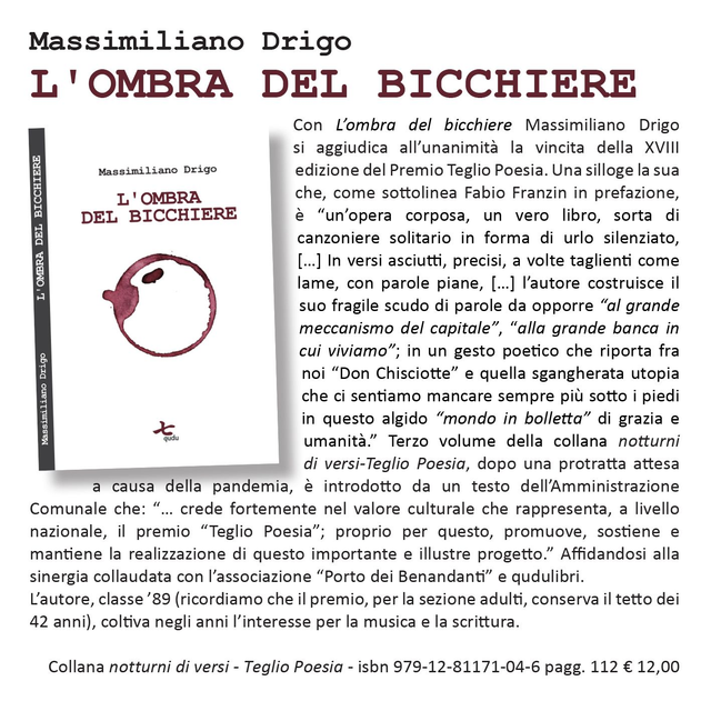 Massimiliano Drigo, "L'ombra del bicchiere", qudulibri 2023 