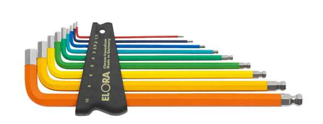 Kugelkopf-Winkelschraubendreher-Satz, extra, 9-teilig 1,5-10 mm, im Kunststoffhalter, ELORA-159SKU C