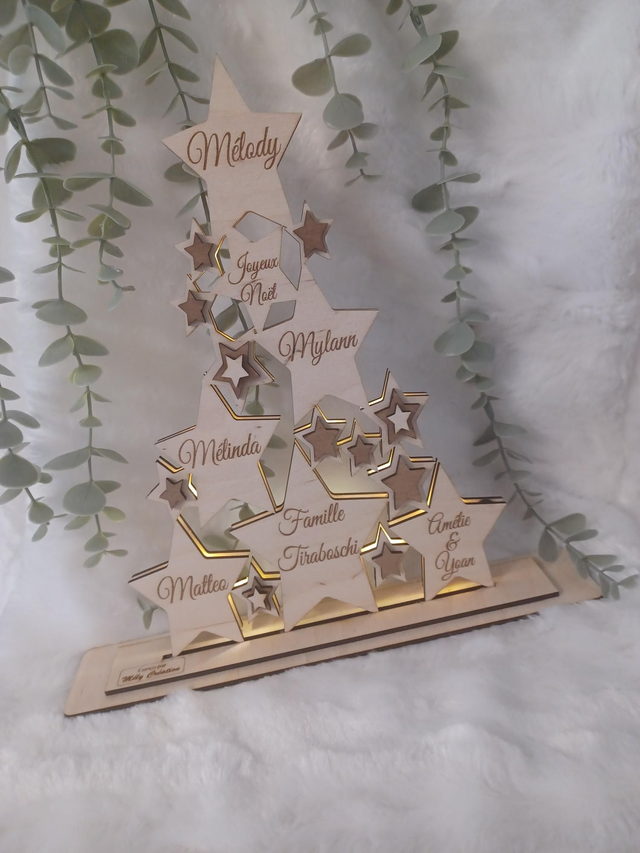 ✨ Sapin lumineux en bois personnalisé – Décoration féérique de Noël 🎄