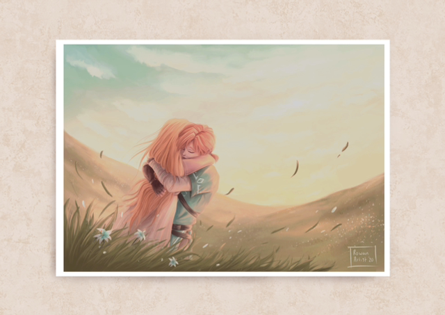 Zelda - Link and Zelda Hug Print-P78