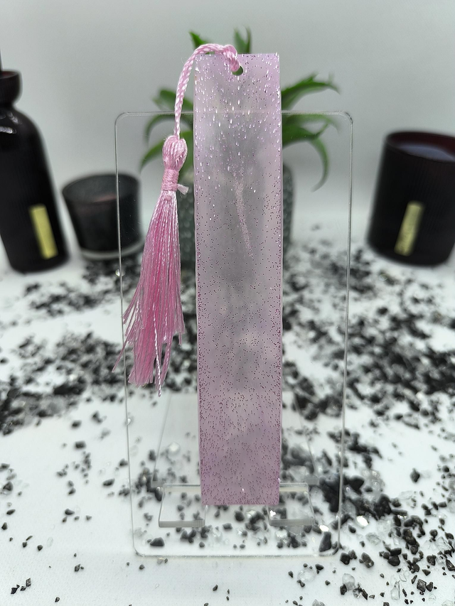 Marque page rose pailletté 