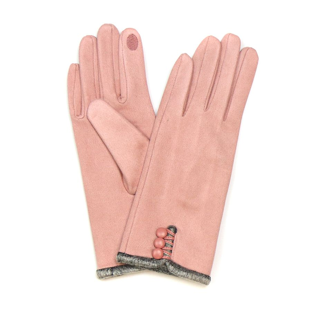 Soft Pink Faux Suede Gloves 
