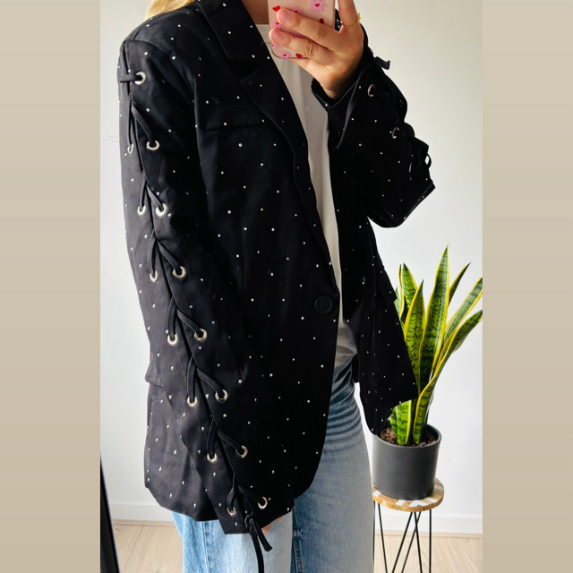 Glitter blazer zwart 