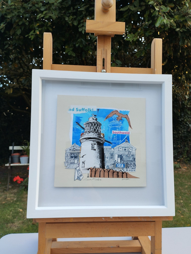 Southwold, Sole Bay Fish. Original collage in frame