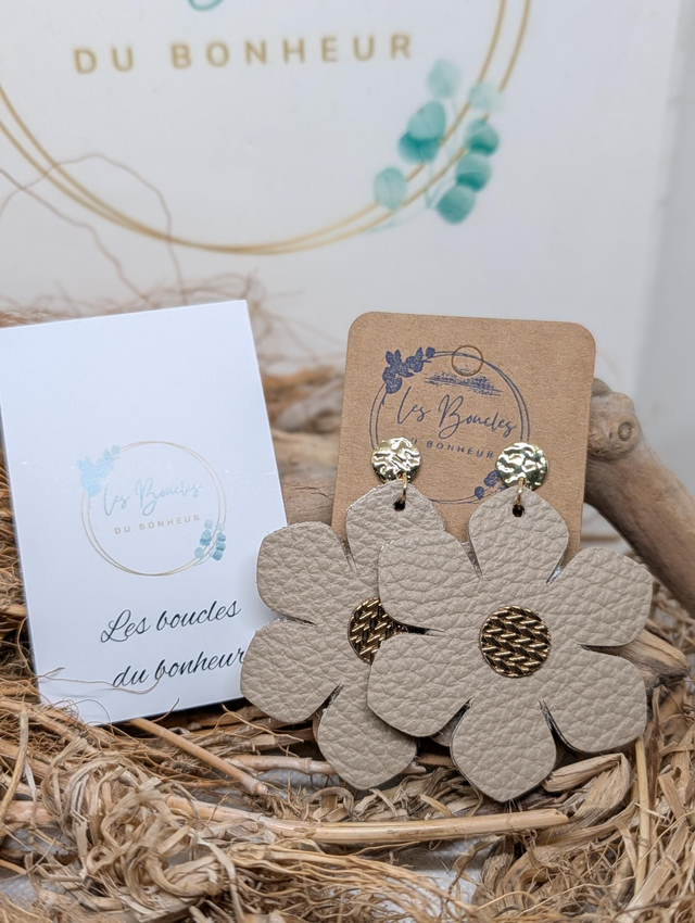 Boucles d'oreilles Ginette beige bronze gi022