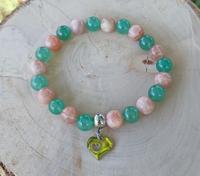 Aventurine Verte et Pierre de Lune Rose 