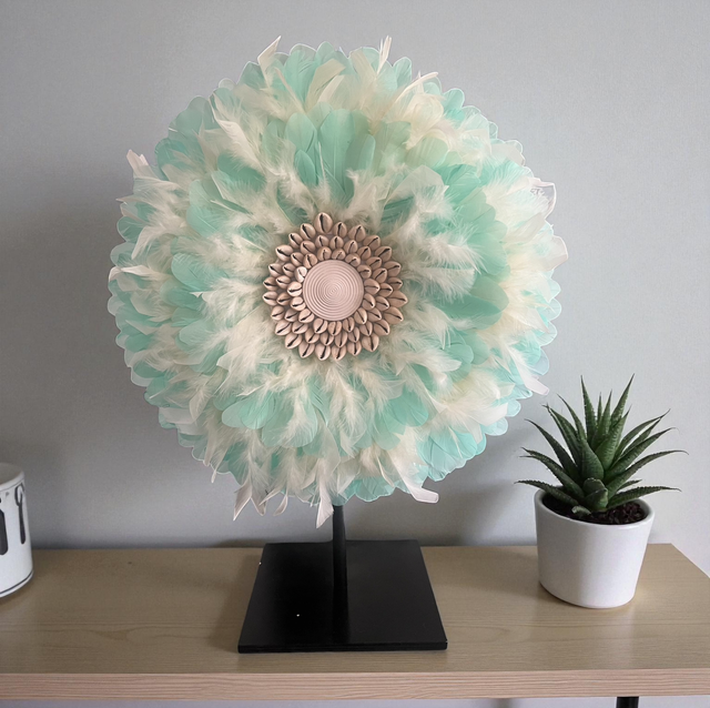 Jujuhat décoratif vert menthe et crème 