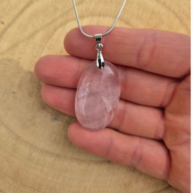 Collier Quartz rose Ovale