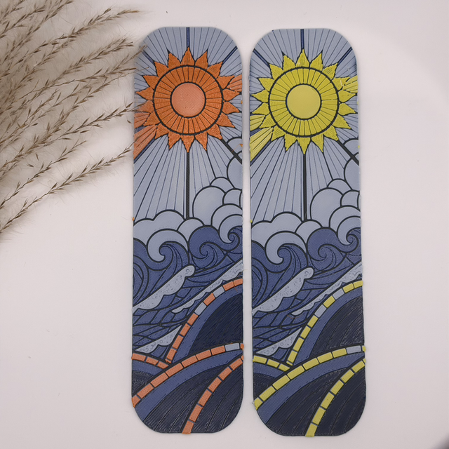 Sun &amp; Ocean 3D Printed Bookmarks – Orange or Yellow