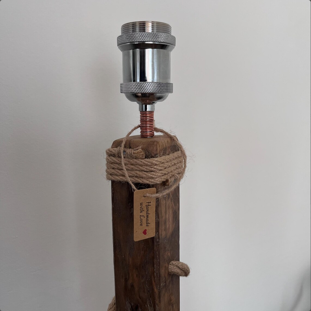 Tall Red Oak & English Oak Table Lamp