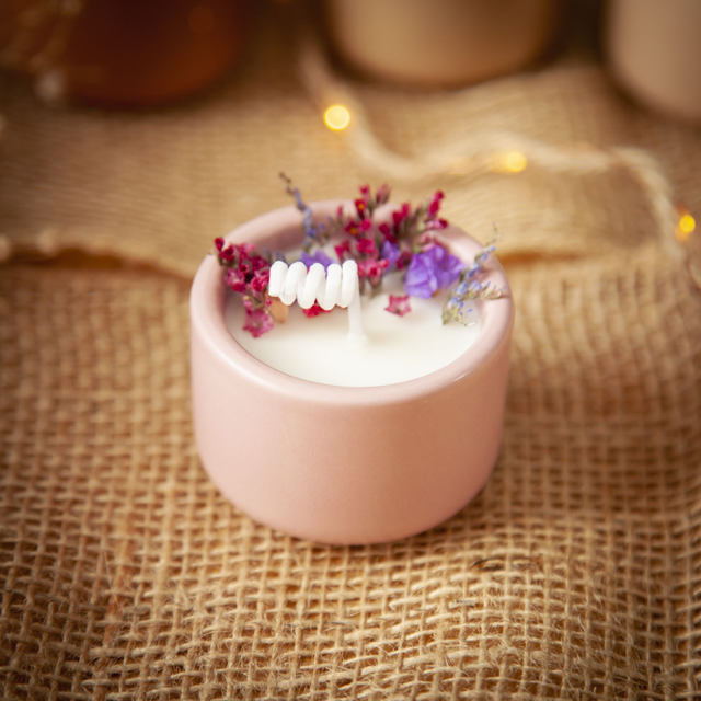 Bougie fleurie | bougie végétale parfumée | bougie naturelle | idée cadeau Mini fleurie