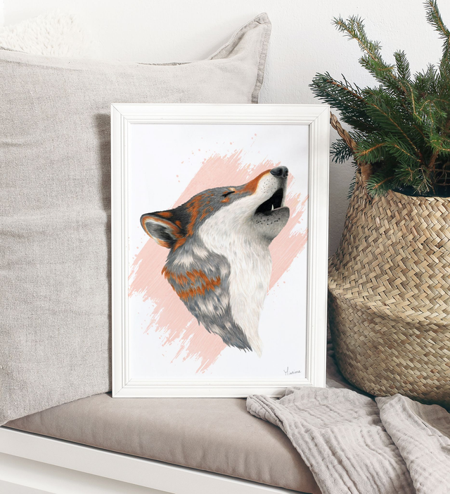 Poster d&#039;un loup hurlant