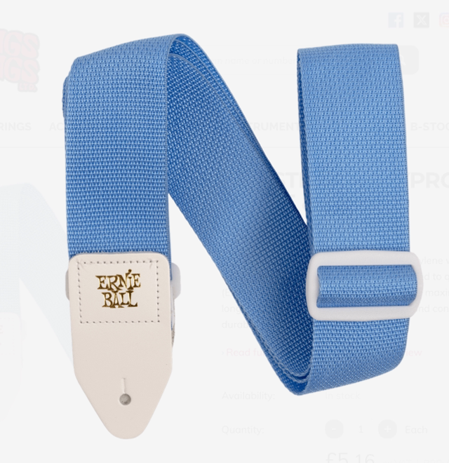 ERNIE BALL GUITAR STRAP POLYPRO SOFT BLUE &amp; WHITE