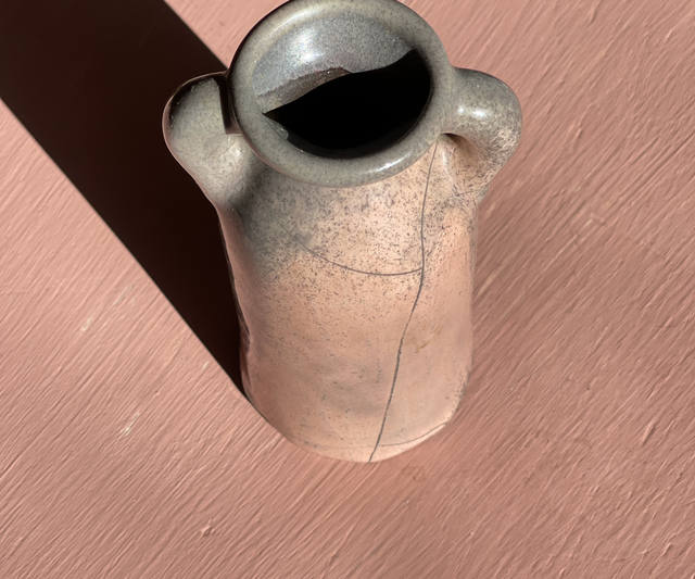  Keramik Vase rosa/ grau Unikat