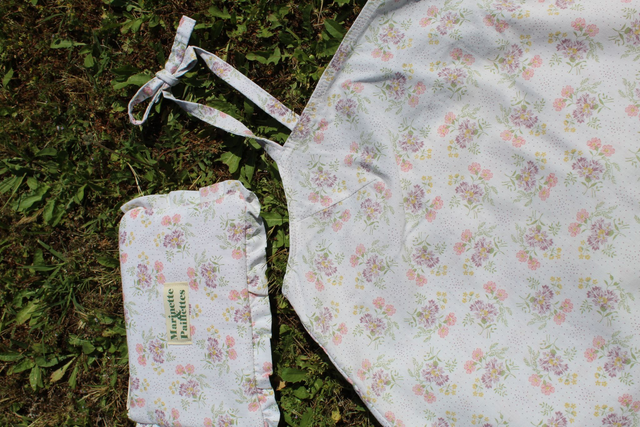 Top beige fleurs rose et violette - Taille 1 & 2