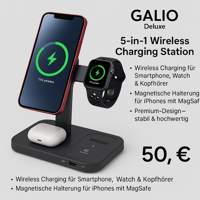 🔌 GALIO Deluxe 5-in-1 Wireless Charging Station