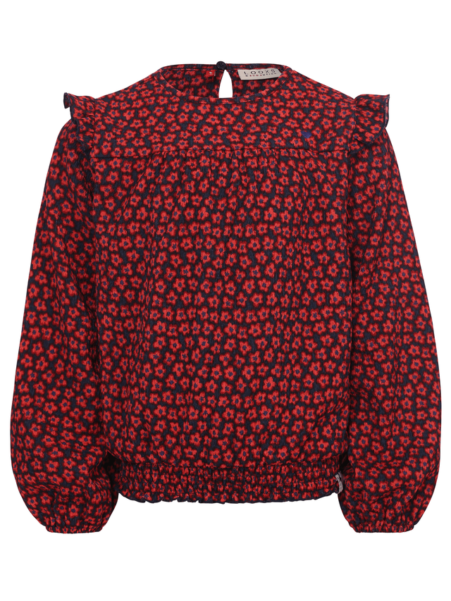 Looxs top Red flower crinckle top
