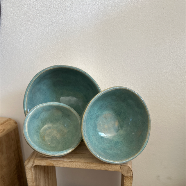 Trio de bols verts