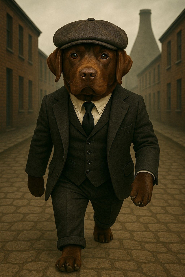 Chocolate Labrador Framed Canvas Peaky Pooch