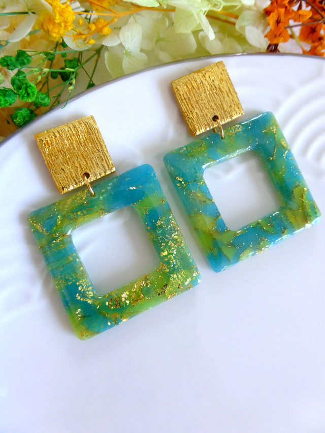 Boucles d'oreilles carrées - Jardin d'or