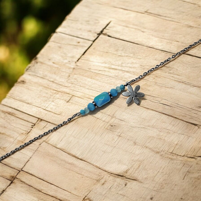 Bracelet acier inoxydable bleu et argenté