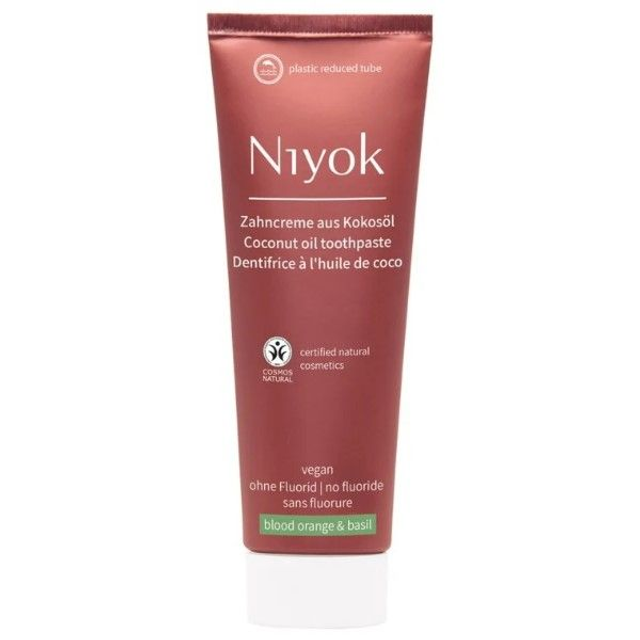 Niyok Zahncreme mit Bio-Kokosöl Blutorange &amp; Basilikum, 75ml Tube