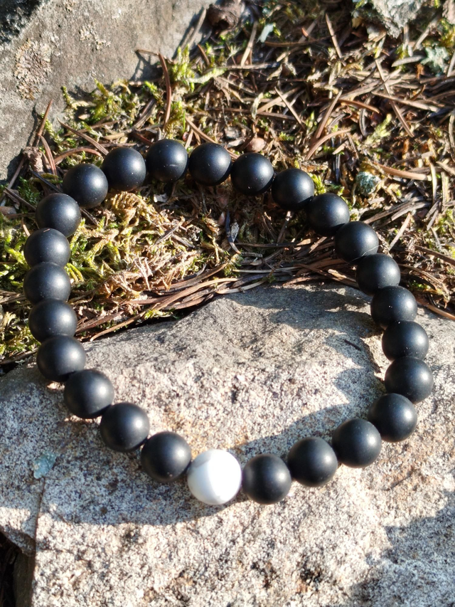 Bracelet Homme Onyx / Howlite