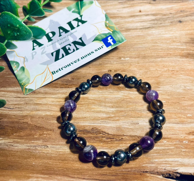 STOP TABAC Améthyste-Hématite-Quartz Fumé