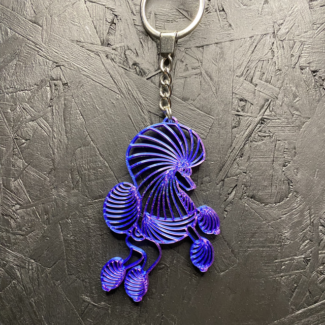 3D - Keychain Poodle Continental Neon City