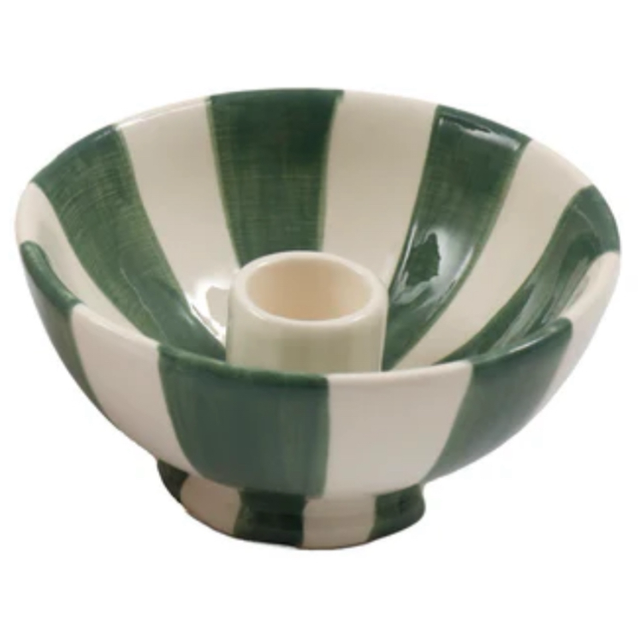 Cabana Green Stripe Candle Holder