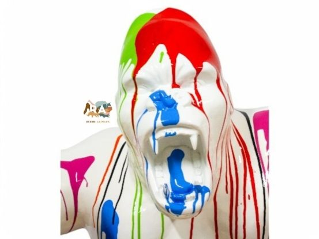 STATUE GORILLE EN RESINE 110 CM - BLANC MULTICOLORE