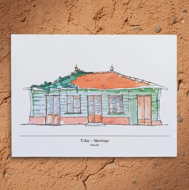 Grande carte A5 couleur - case créole #5 - Les Trois Ilets - Martinique - reproduction