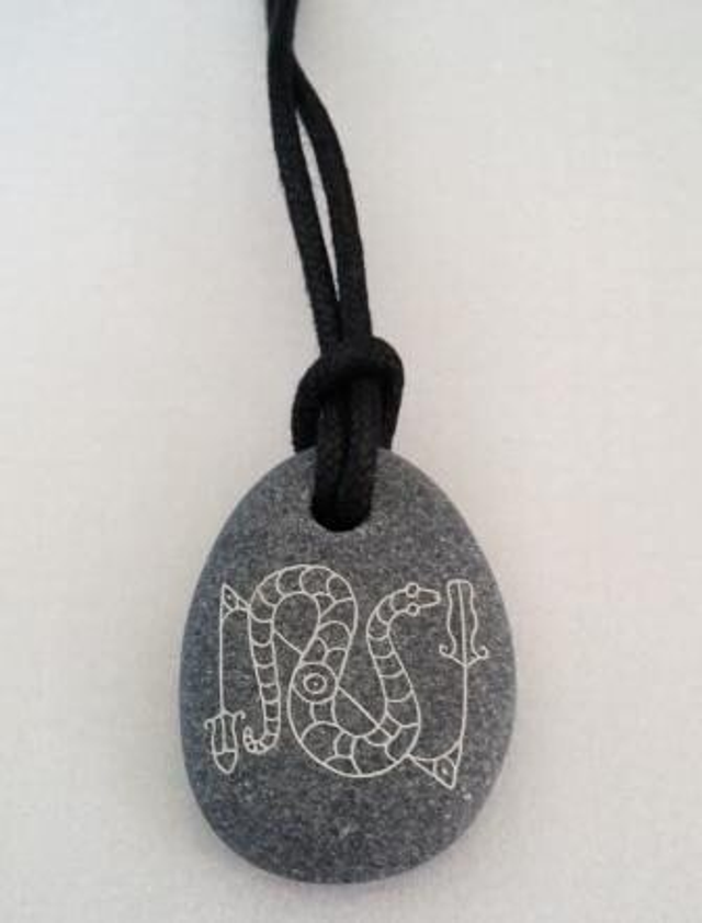 Pebble pendant  - Serpent and z-rod