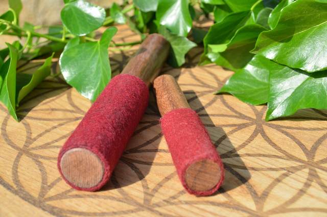 Maillets cylindriques feutre/bois pour bols chantants