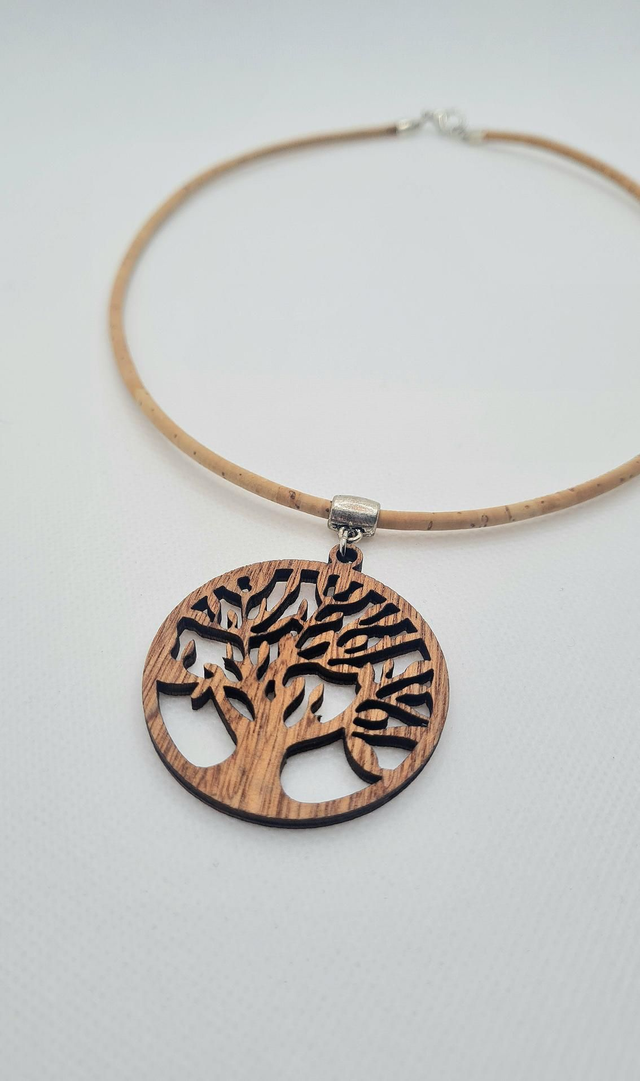 Tour de cou en liège naturel et Arbre de Vie en bois (extra léger)
