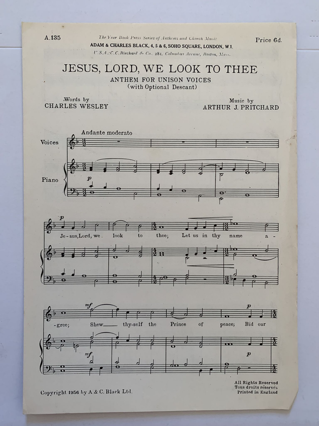 Jesus Lord, We Look to Thee Unison Sheet Music