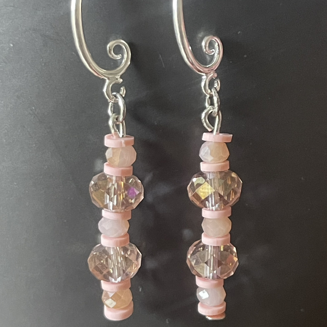 BO26 - Boucles d’oreilles en perles en verre ton rose