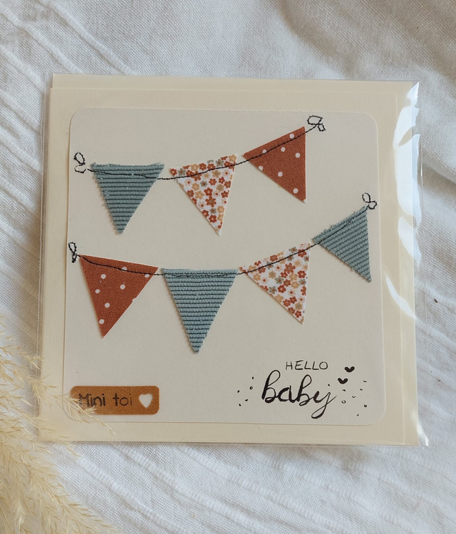 carte en tissu "hello baby" 