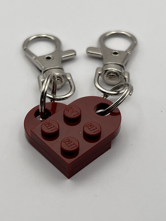 Lego Heart Keyring - Dark Red.