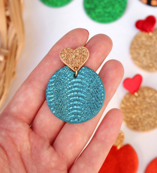 Kira • bleu métallisé, doré pailleté