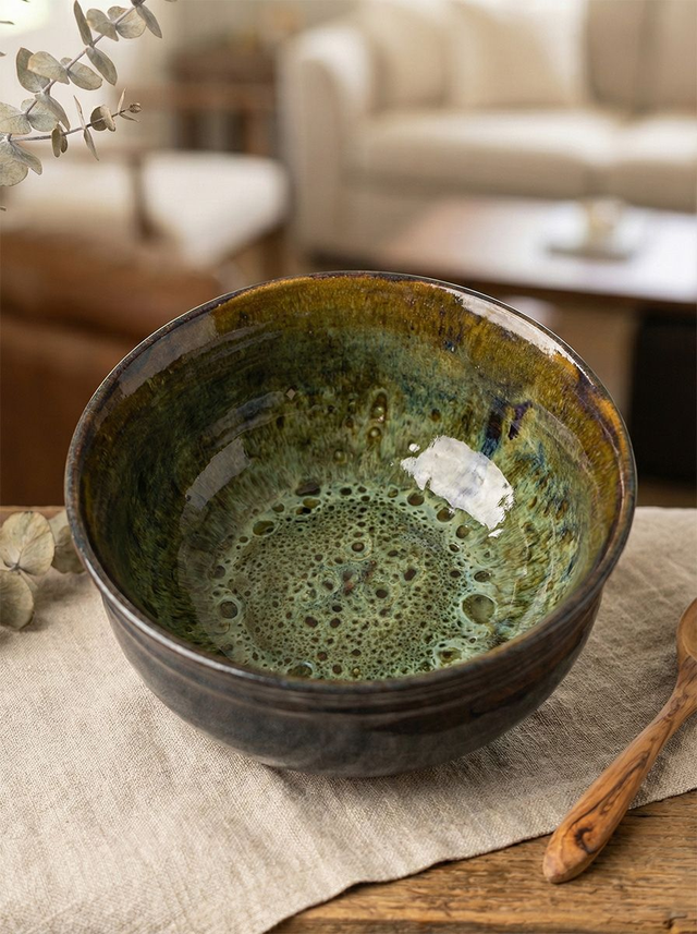 Breakfast bowl - Deep Forest Green & Obsidian