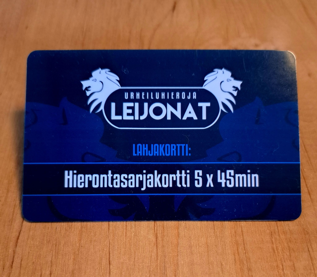 Urheiluhieronta sarjakortti 5*45min 